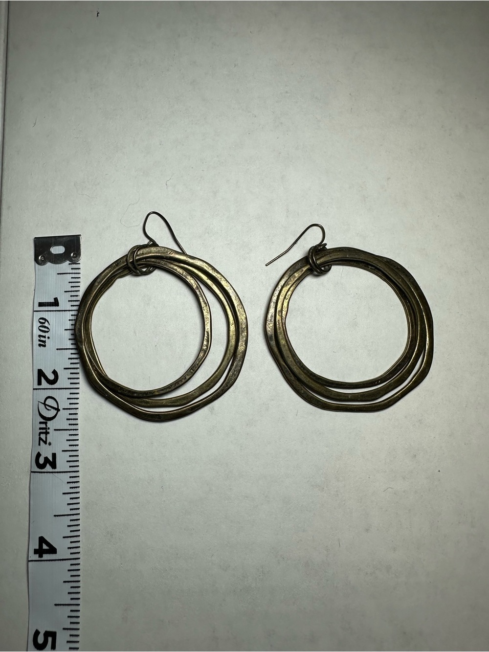 Triple Hoop Drop Earrings in Bronze color - Picture 2 of 2